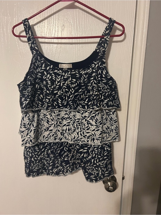dressbarn Tops - dressbarn Navy and White Layered Leaf-Print Tank